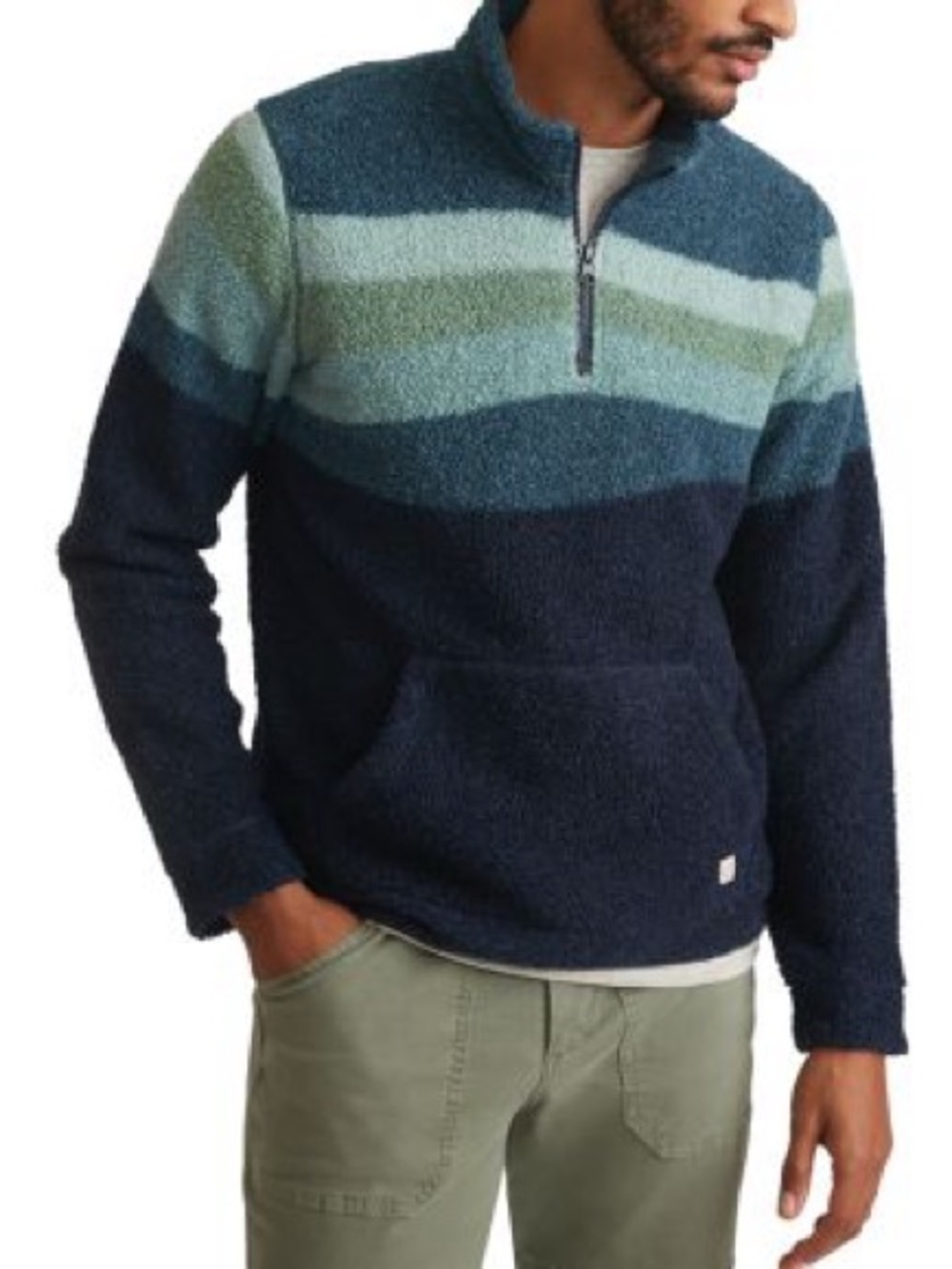 Marine Layer Mens Colorblocked Sherpa Pullover